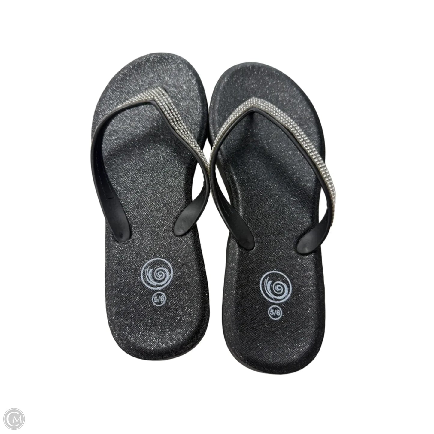Sandals Flip Flops By Clothes Mentor In Silver & White, Size: 5.5