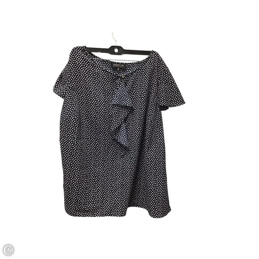 Blouse Short Sleeve By Jones New York In Polkadot Pattern, Size: 18