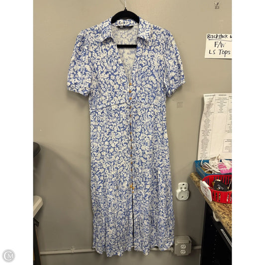 Dress Casual Midi By Zara In Blue & White, Size: S