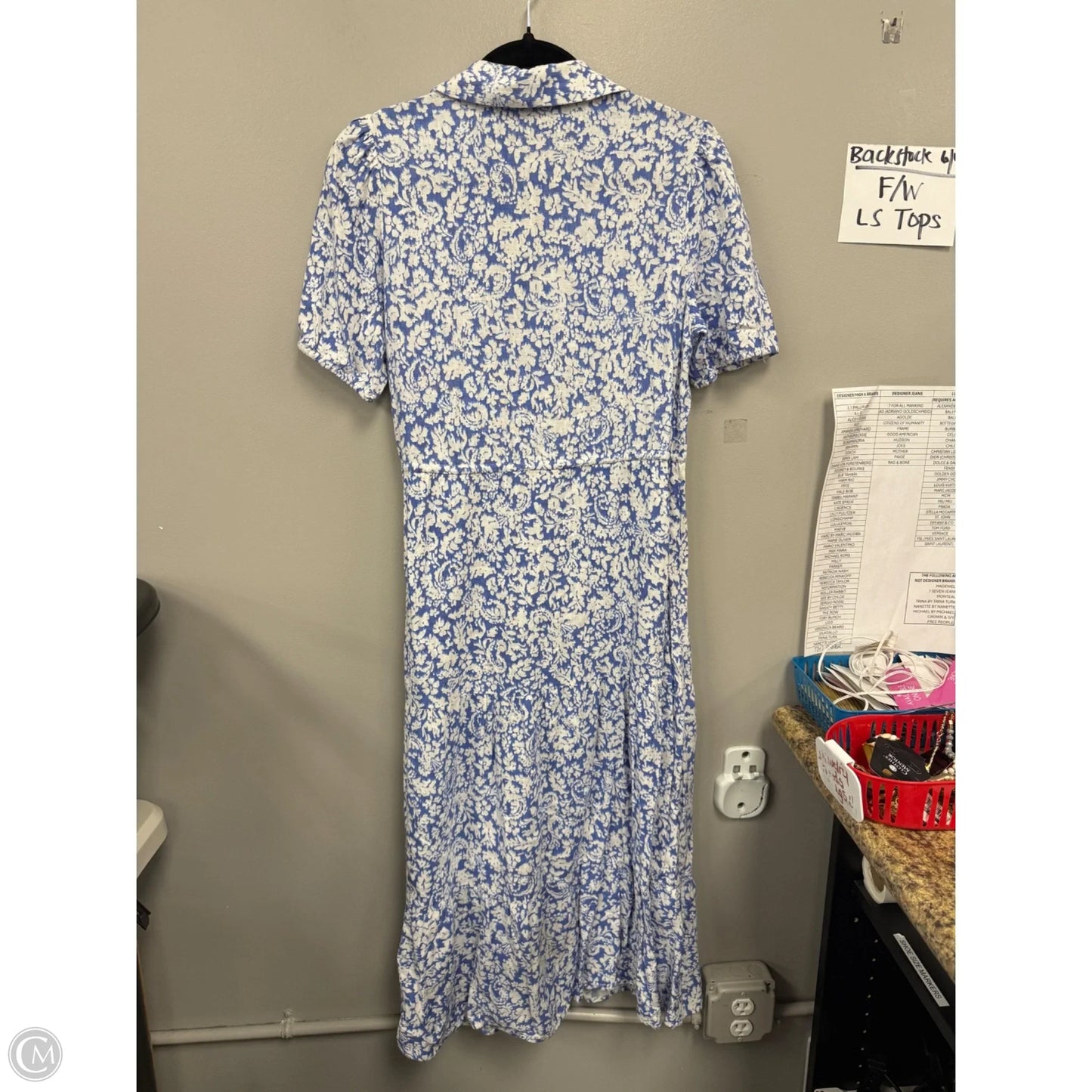 Dress Casual Midi By Zara In Blue & White, Size: S