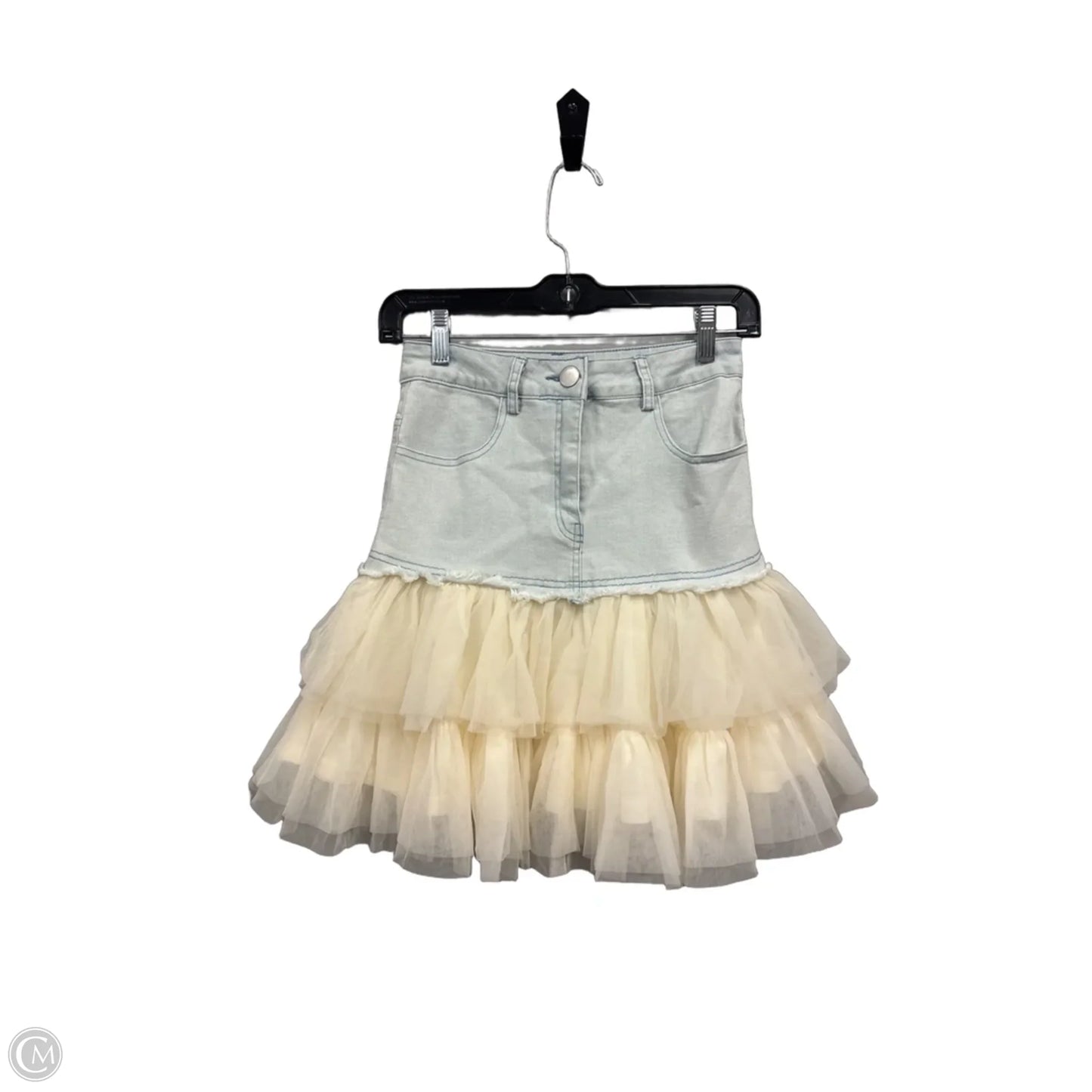 Skirt Mini & Short By Mable In Blue & Cream, Size: S
