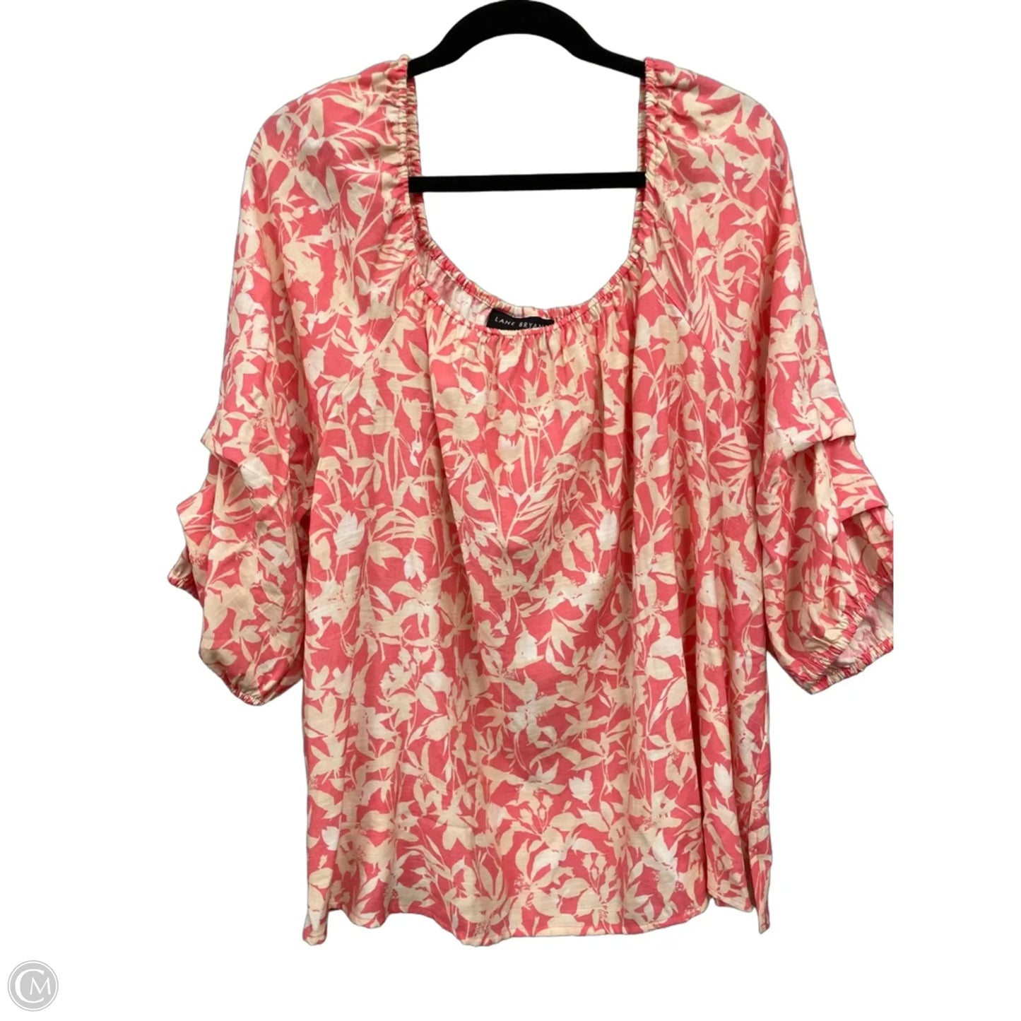 Top Short Sleeve By Lane Bryant In Cream & Pink, Size: 18