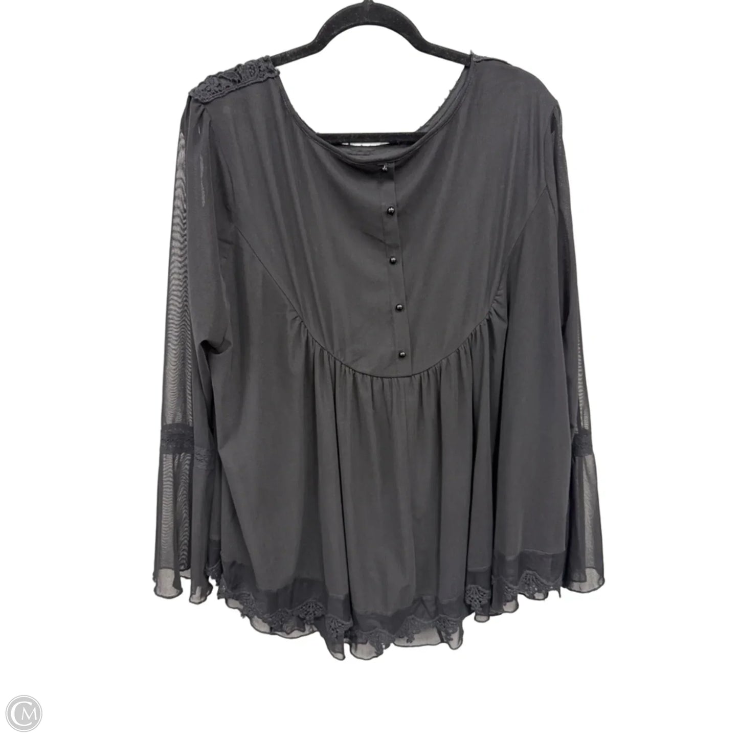 Top Long Sleeve By Ultra Pink In Black, Size: 2x