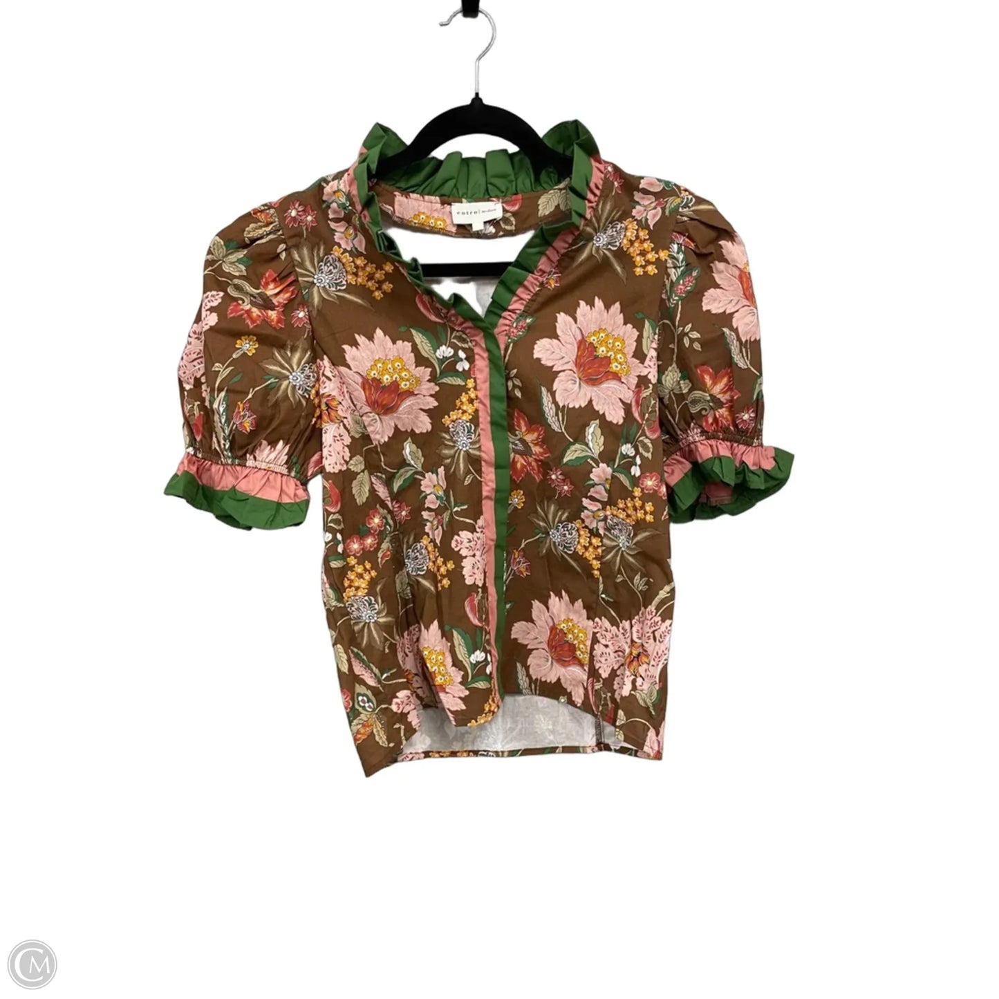 Top Short Sleeve By Entro In Brown & Green, Size: M