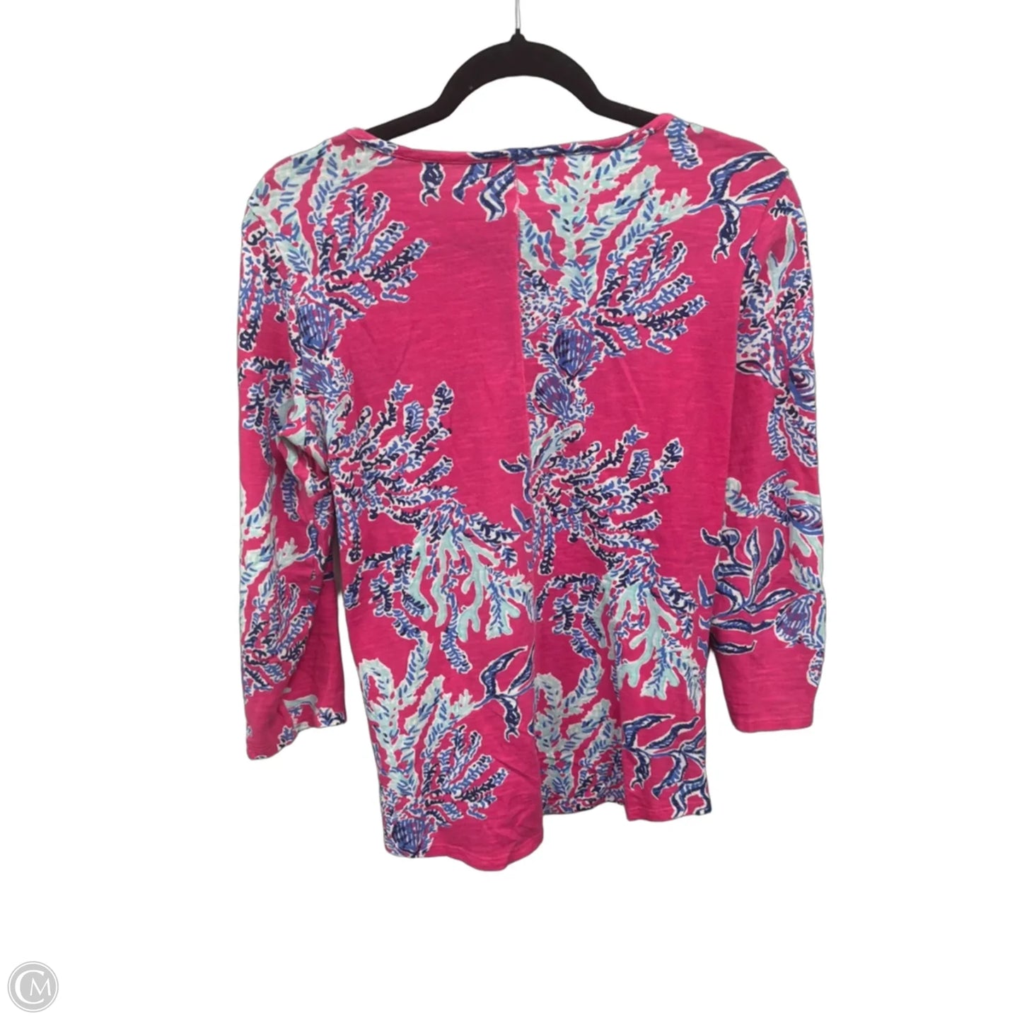 Top 3/4 Sleeve Designer By Lilly Pulitzer In Blue & Pink, Size: M