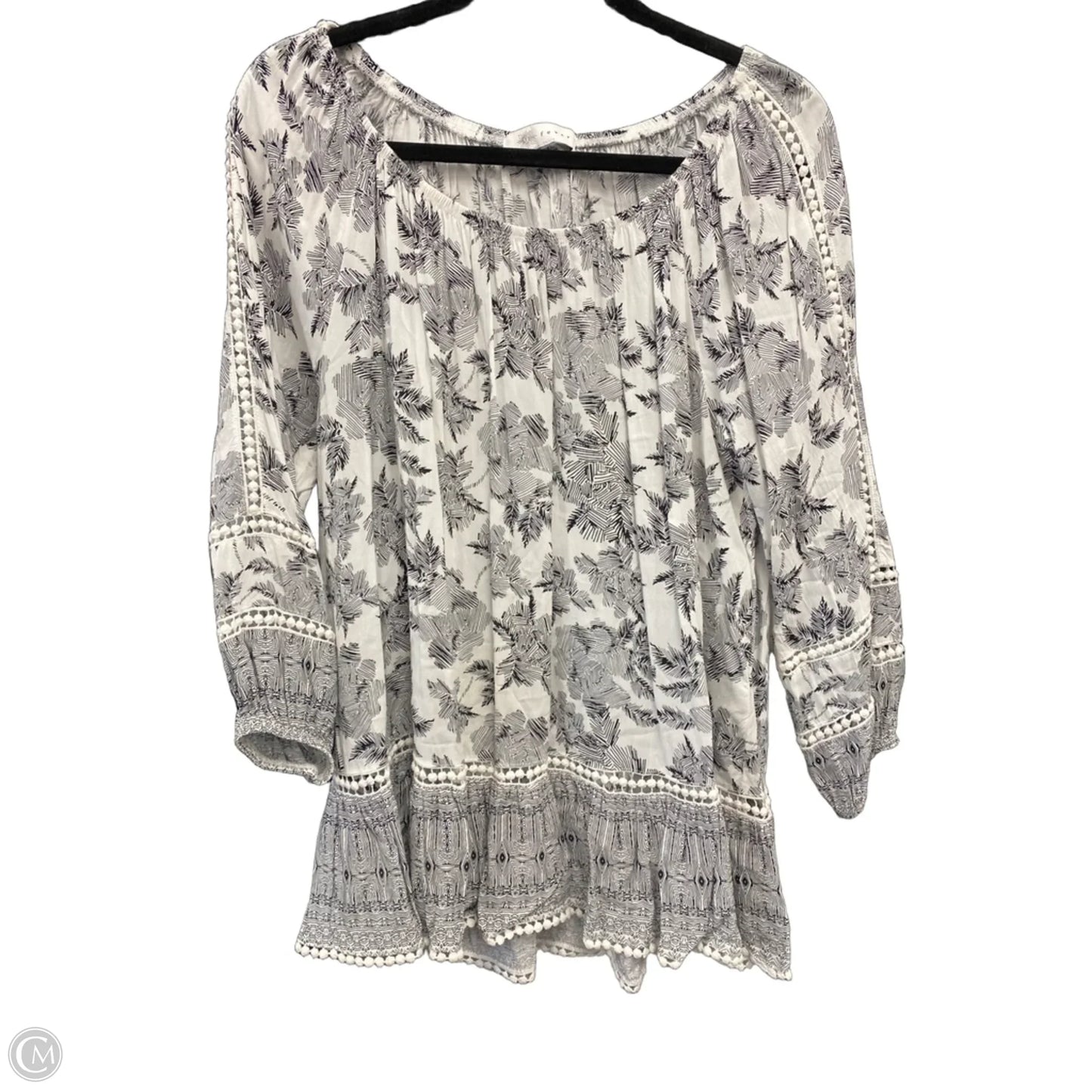 Top 3/4 Sleeve By Fever In Black & White, Size: Xl