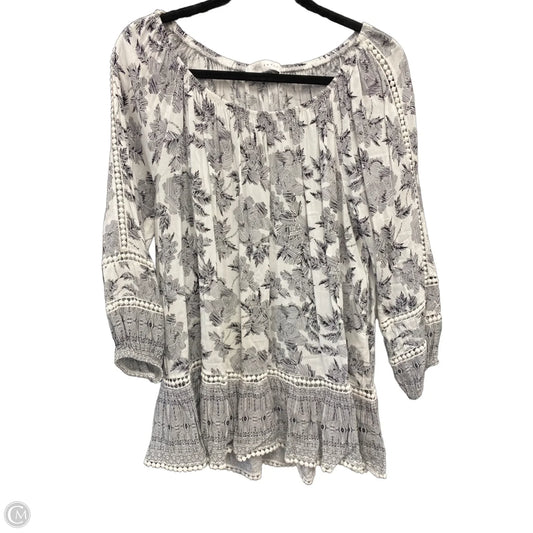 Top 3/4 Sleeve By Fever In Black & White, Size: Xl