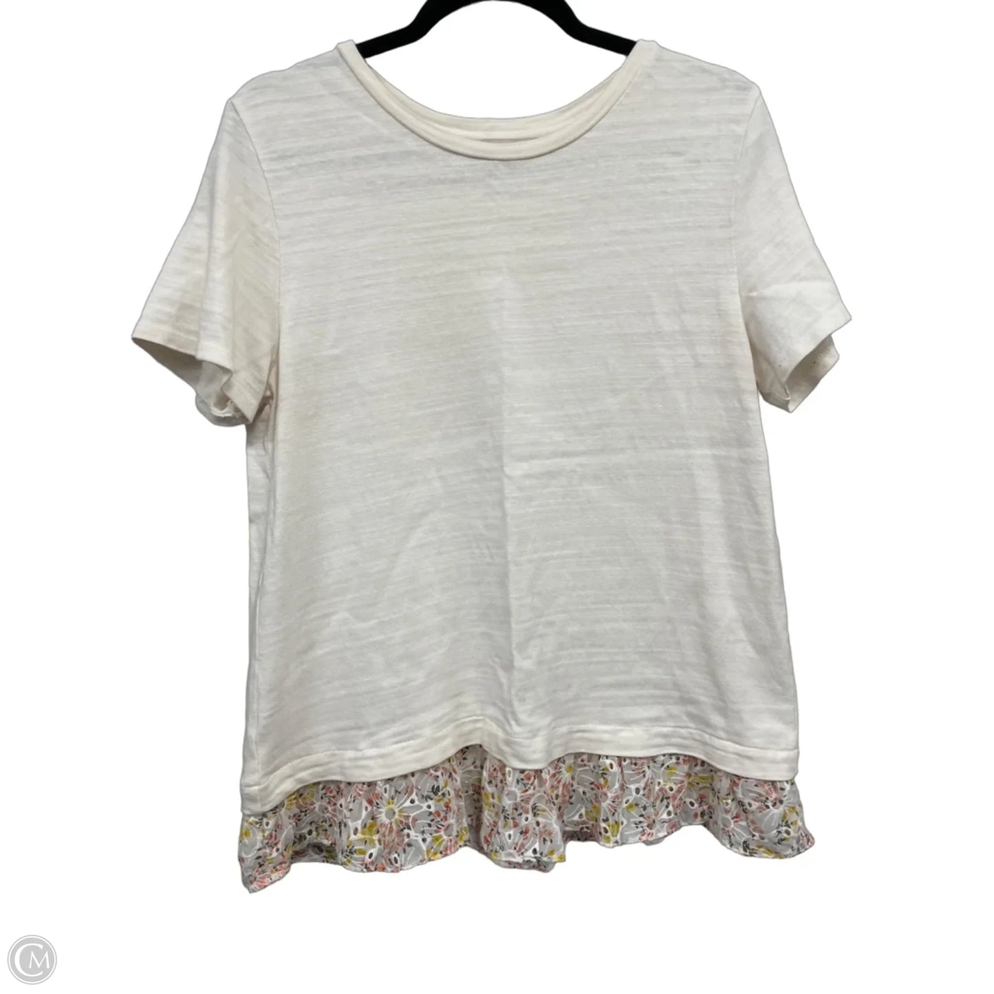 Top Short Sleeve By Loft In Cream, Size: M