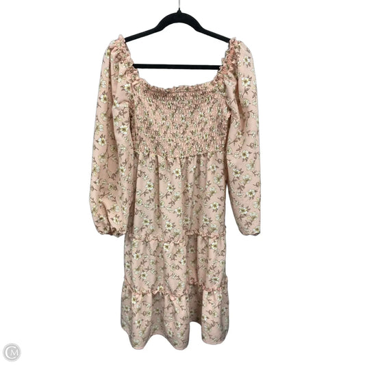Dress Casual Midi By As U Wish In Cream & Pink, Size: L