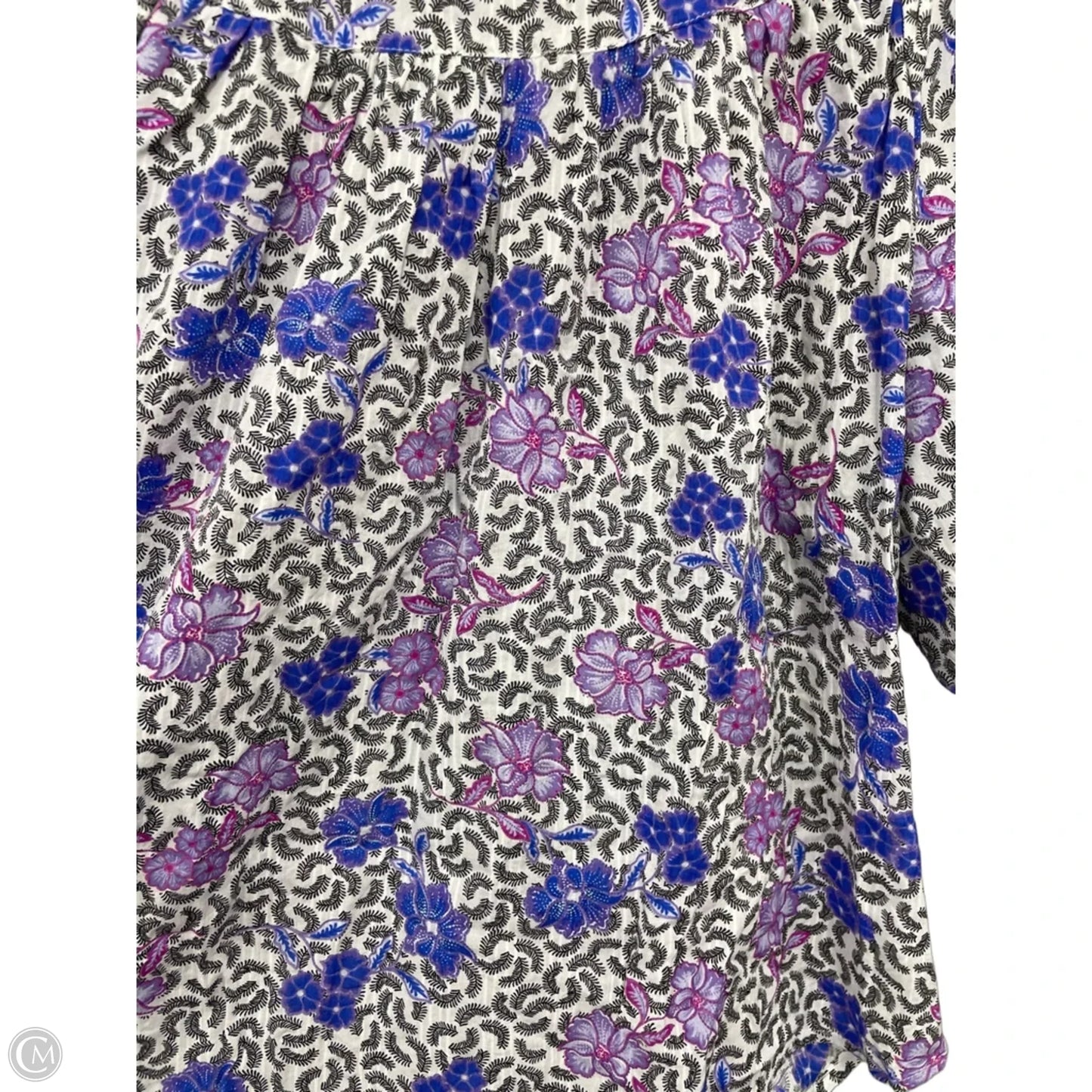 Top Short Sleeve By Loft In Black & Purple, Size: Lp