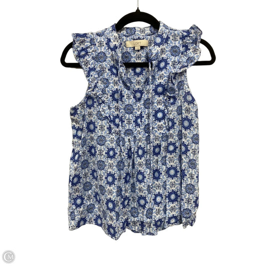 Top Short Sleeve By Loft In Blue & White, Size: Xs
