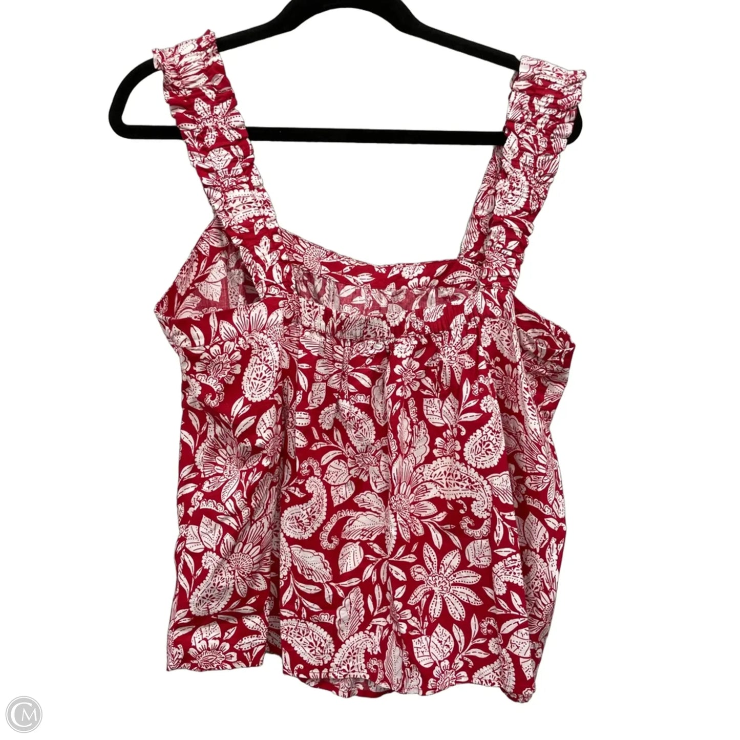 Top Sleeveless By Loft In Red & White, Size: L