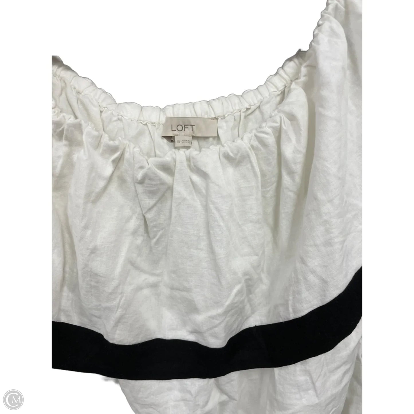 Top Short Sleeve By Loft In Black & Cream, Size: Xl