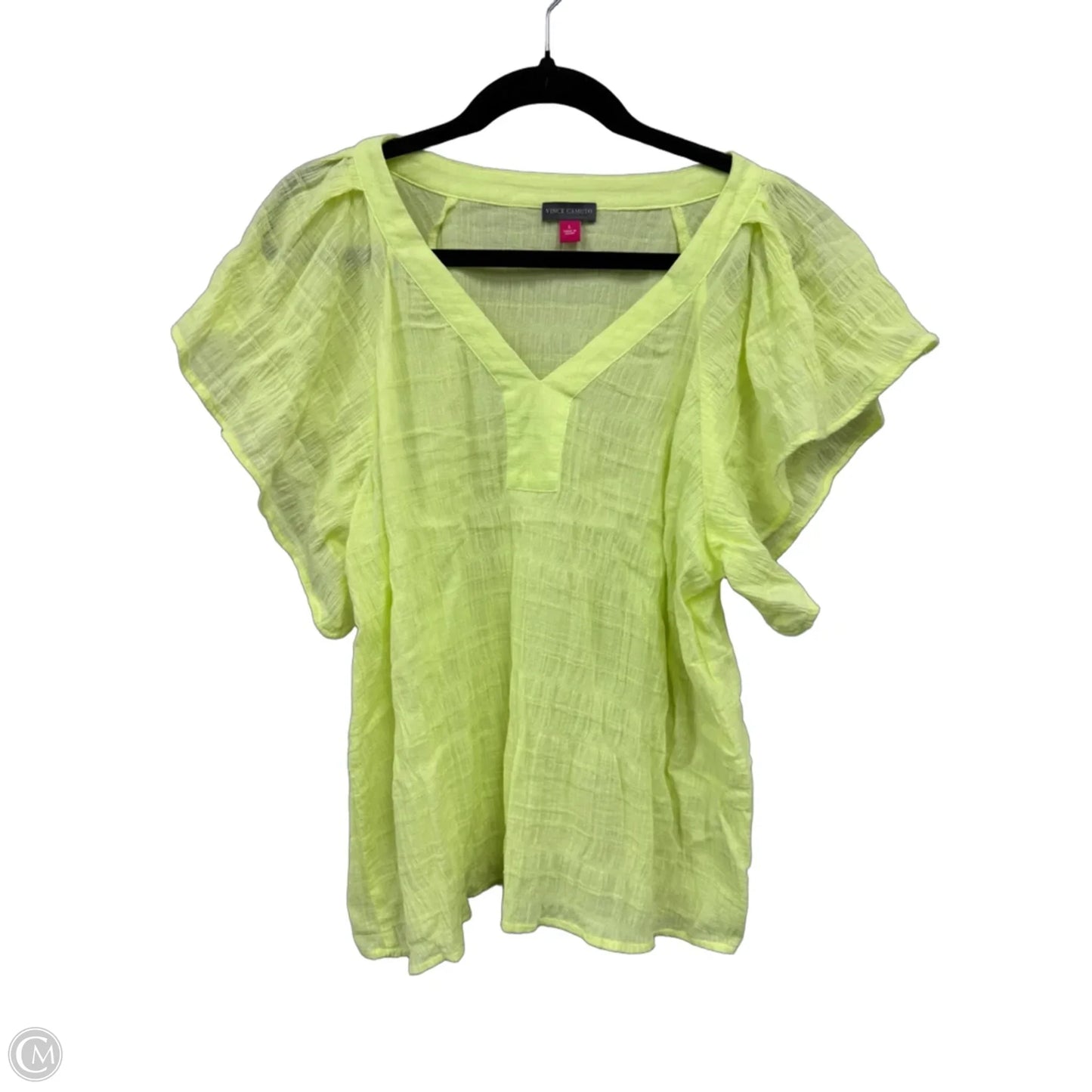 Top Short Sleeve By Vince Camuto In Yellow, Size: L