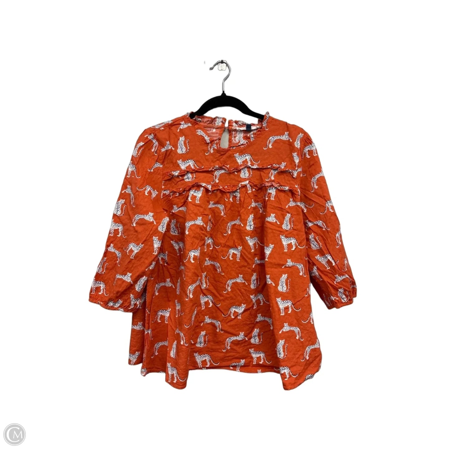 Top 3/4 Sleeve By Michelle Mcdowell In Orange & White, Size: Xxl