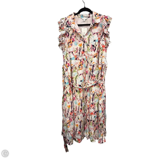 Dress Casual Midi By Crown And Ivy In Blue & Orange, Size: L