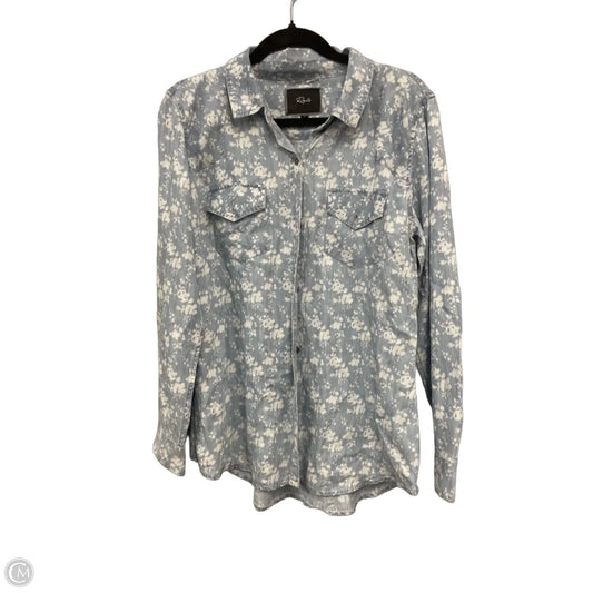 Top Long Sleeve By Rails In Blue & White, Size: M