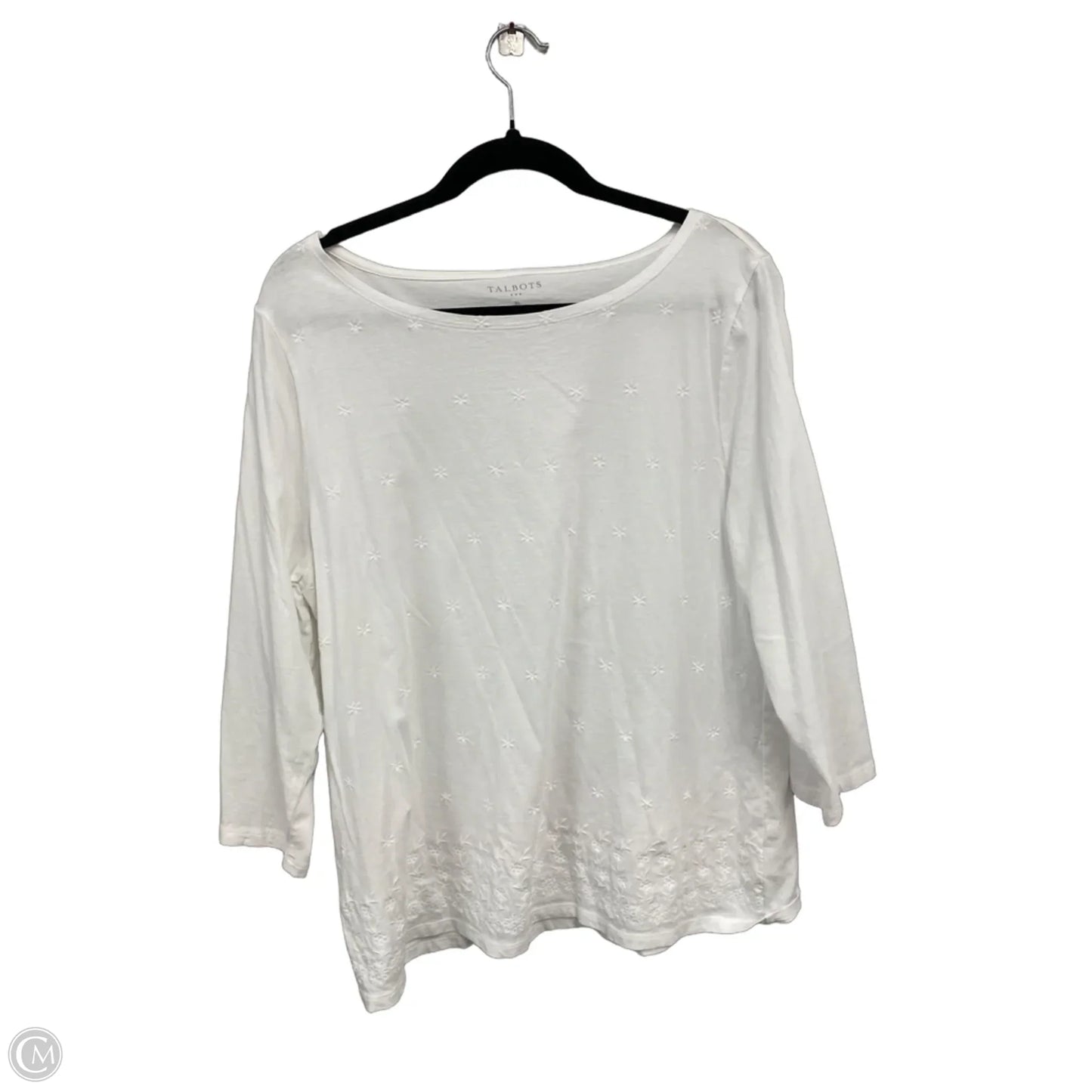 Top 3/4 Sleeve Basic By Talbots In White, Size: Xl