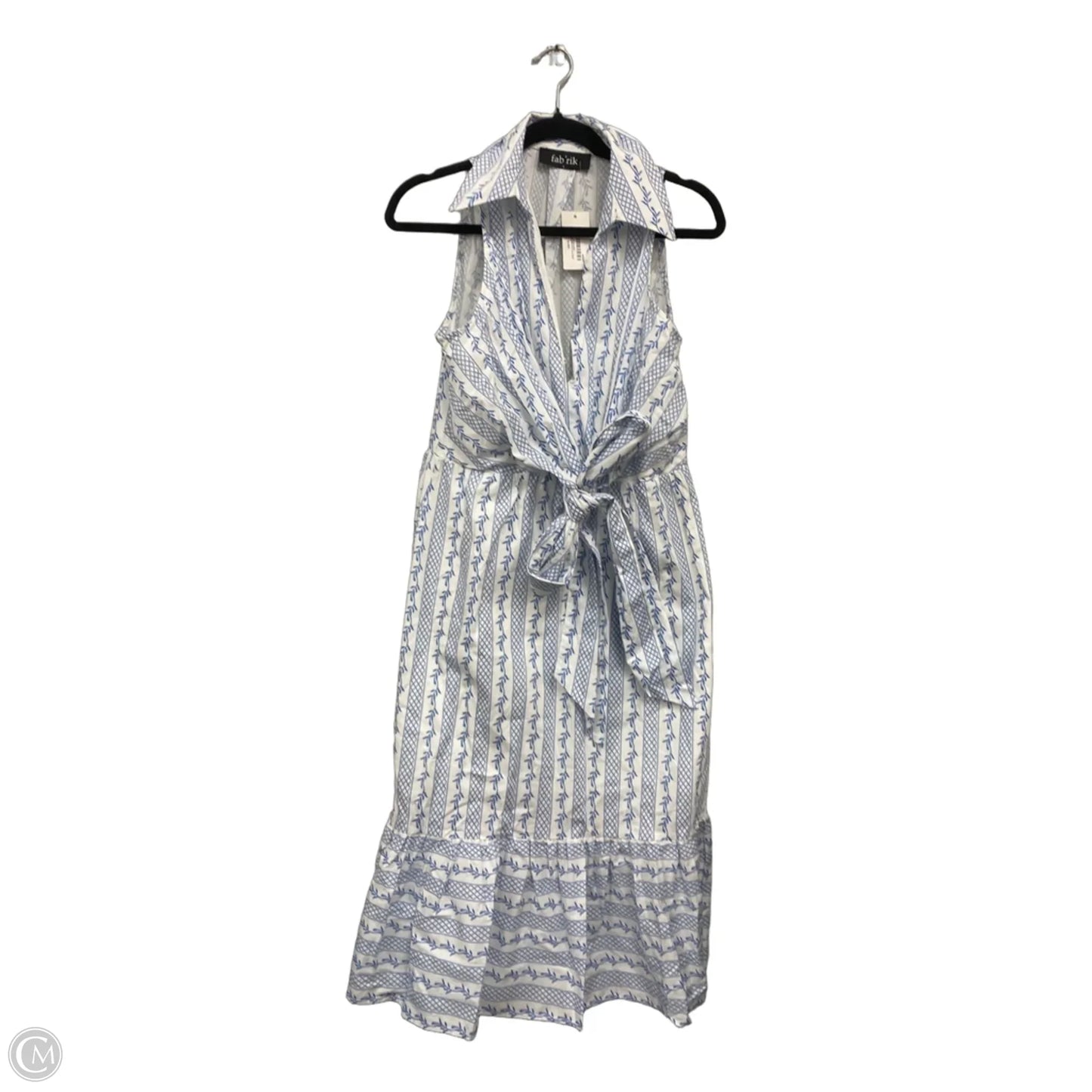Dress Casual Midi By Fabrik In Blue & White, Size: L