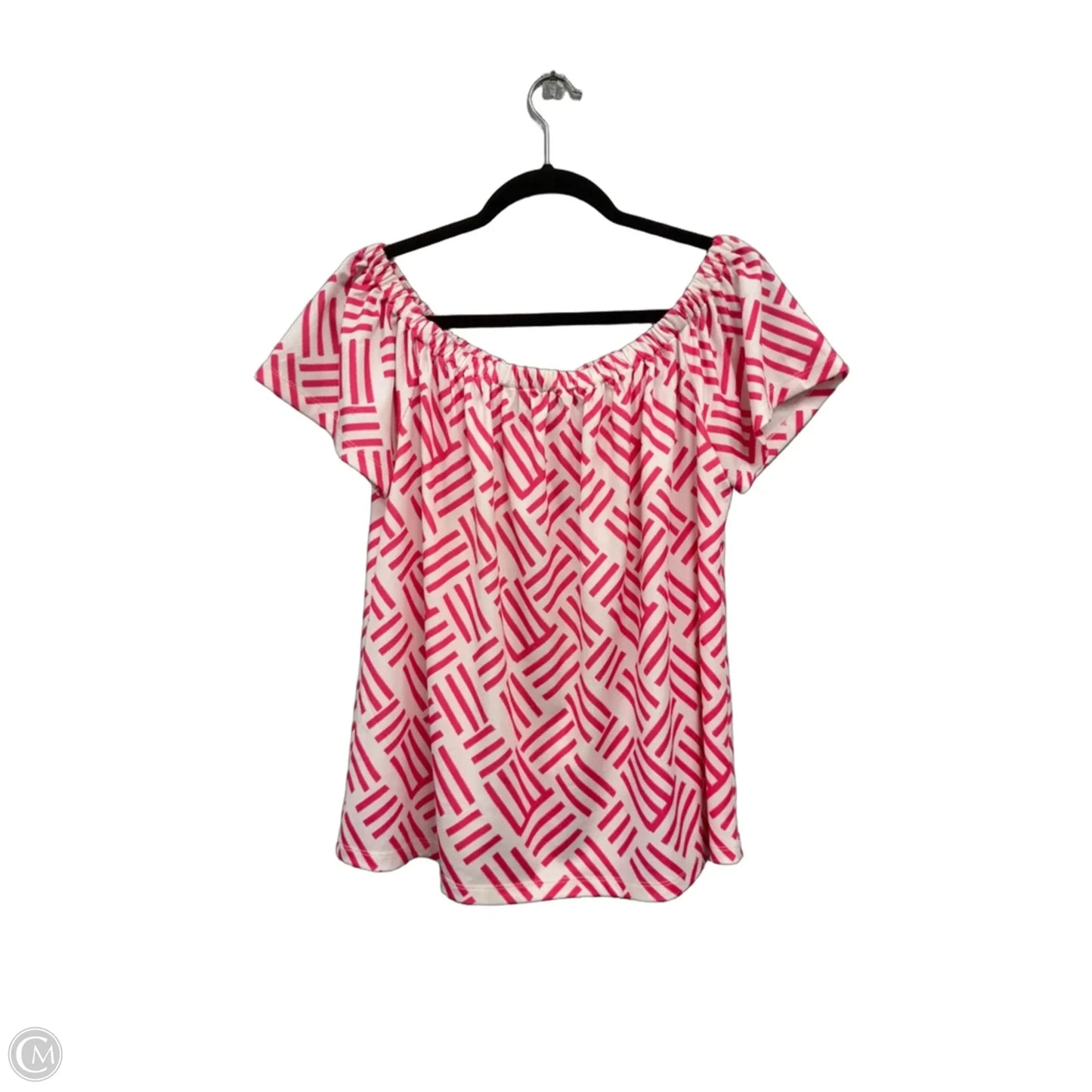 Top Short Sleeve By Jade In Pink & White, Size: M