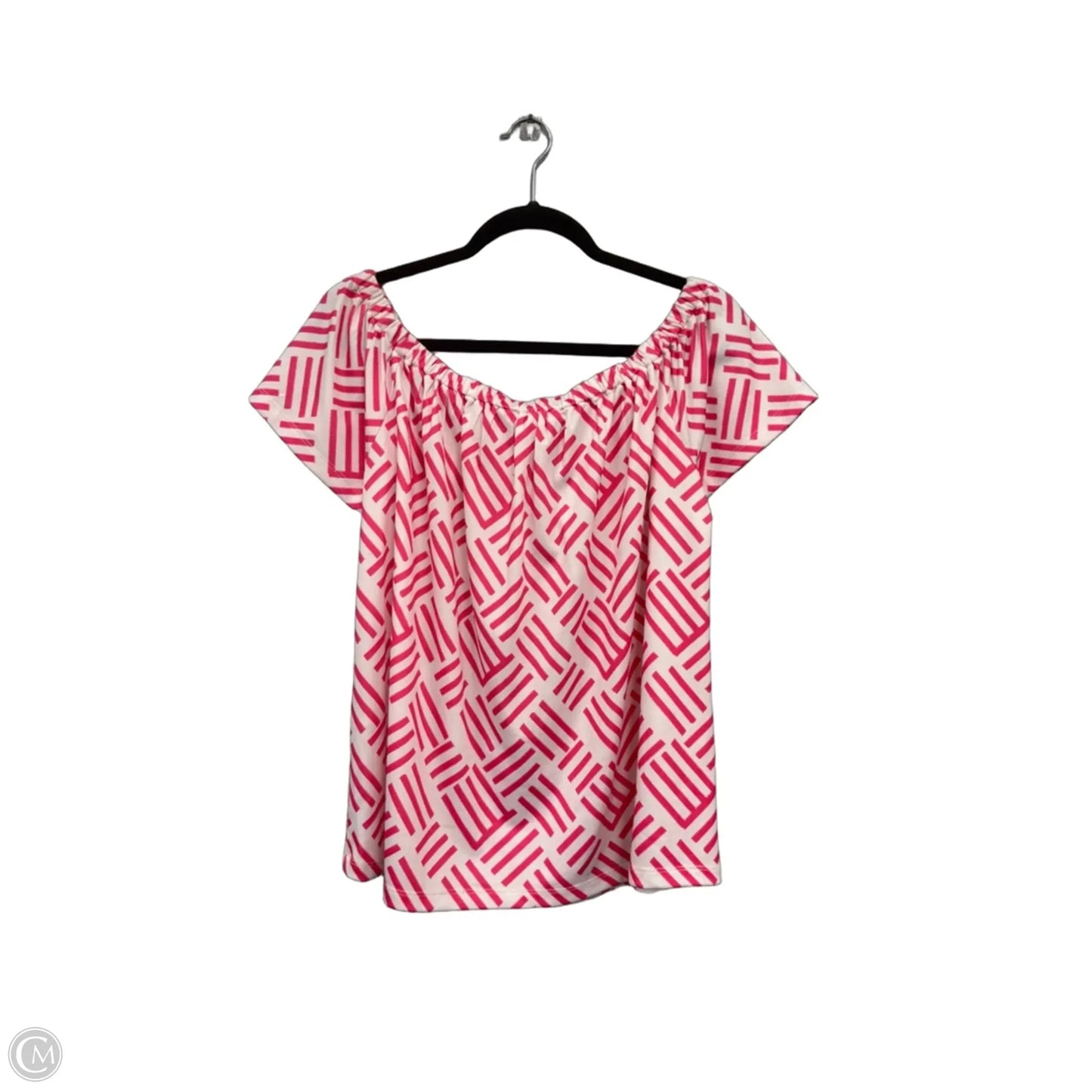 Top Short Sleeve By Jade In Pink & White, Size: M