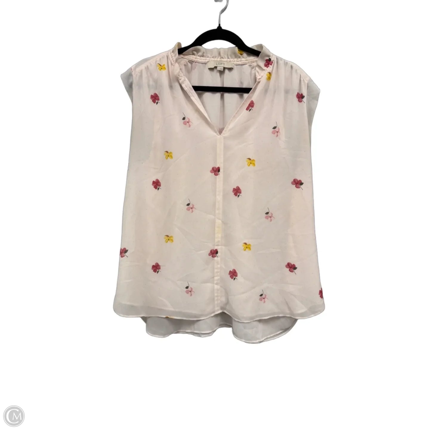 Top Sleeveless By Loft In Pink & Yellow, Size: L