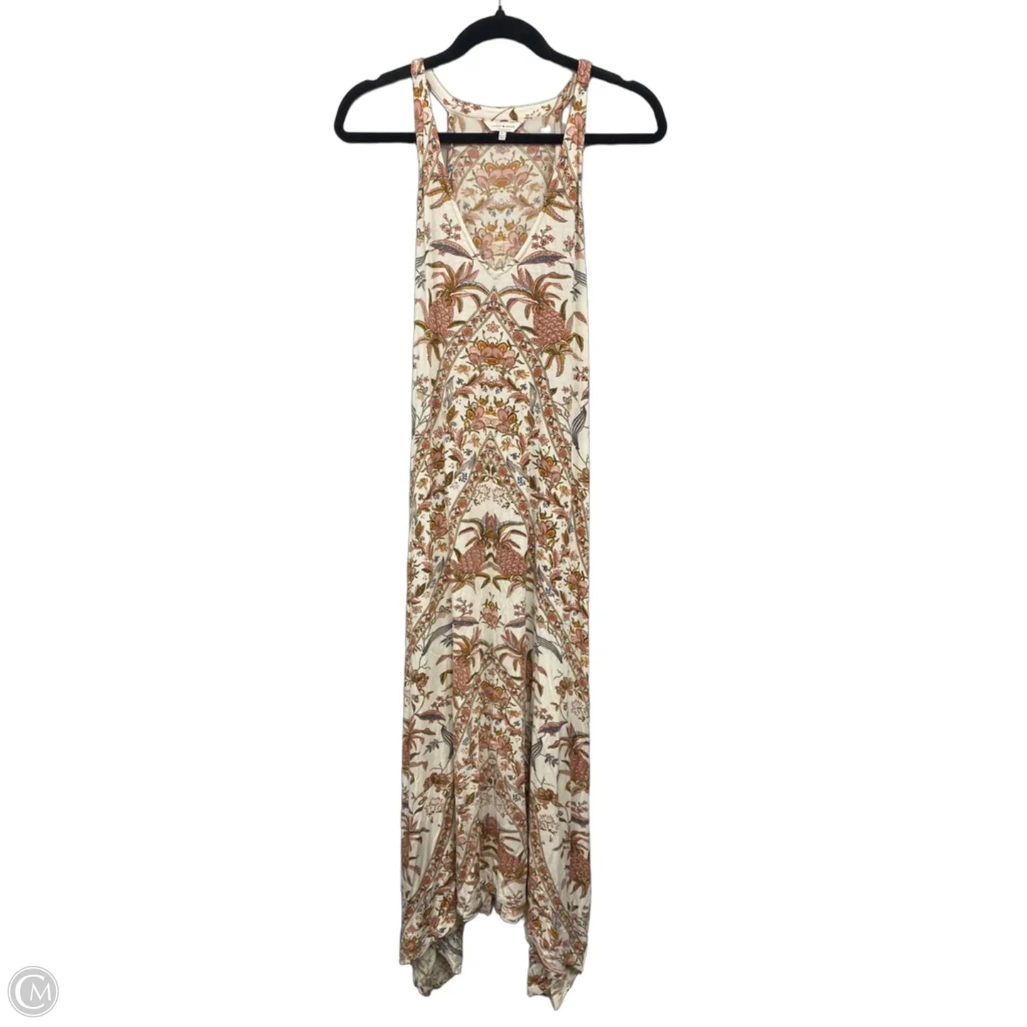 Dress Casual Maxi By Lucky Brand In Cream & Orange, Size: L