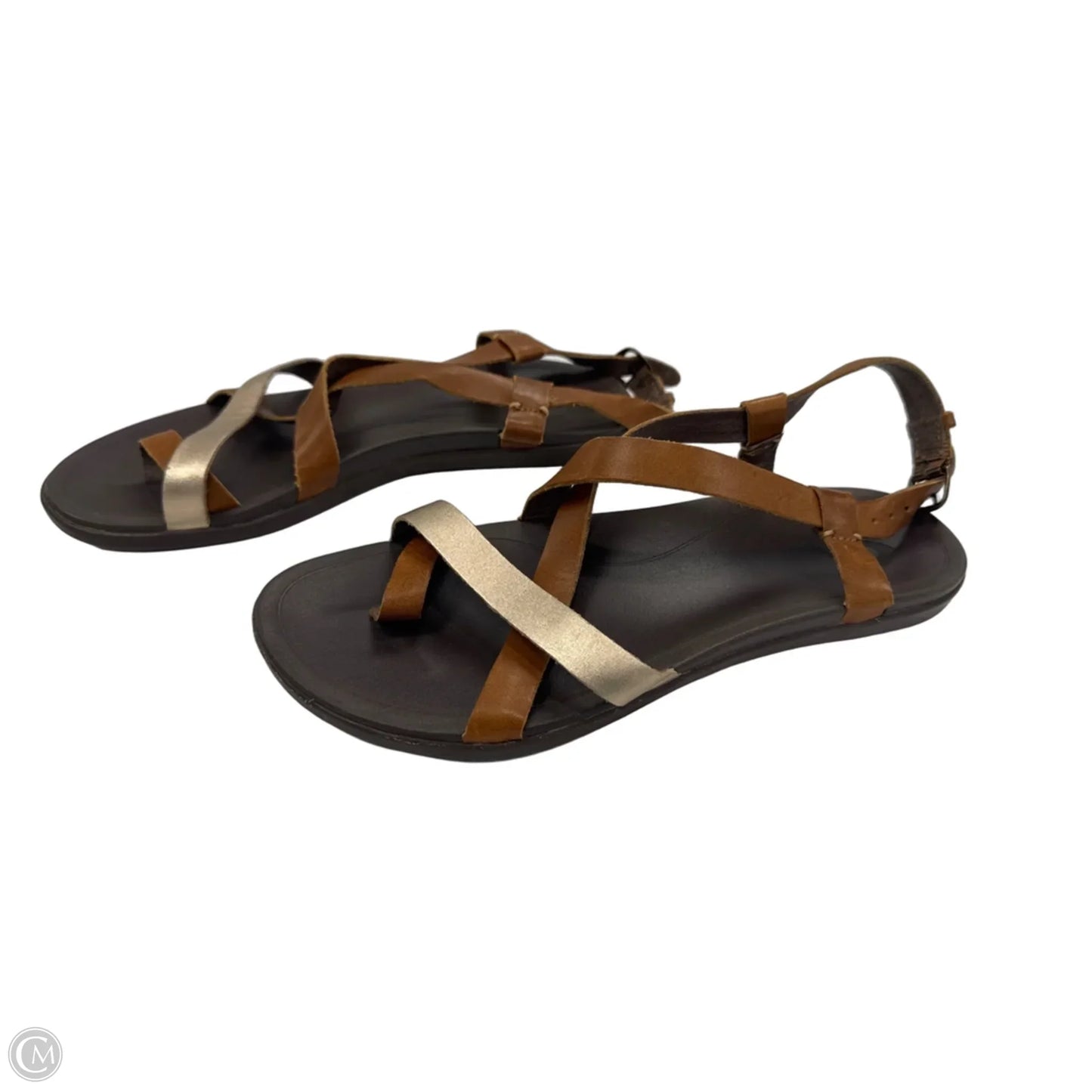 Sandals Flats By Olukai In Brown & Gold, Size: 8