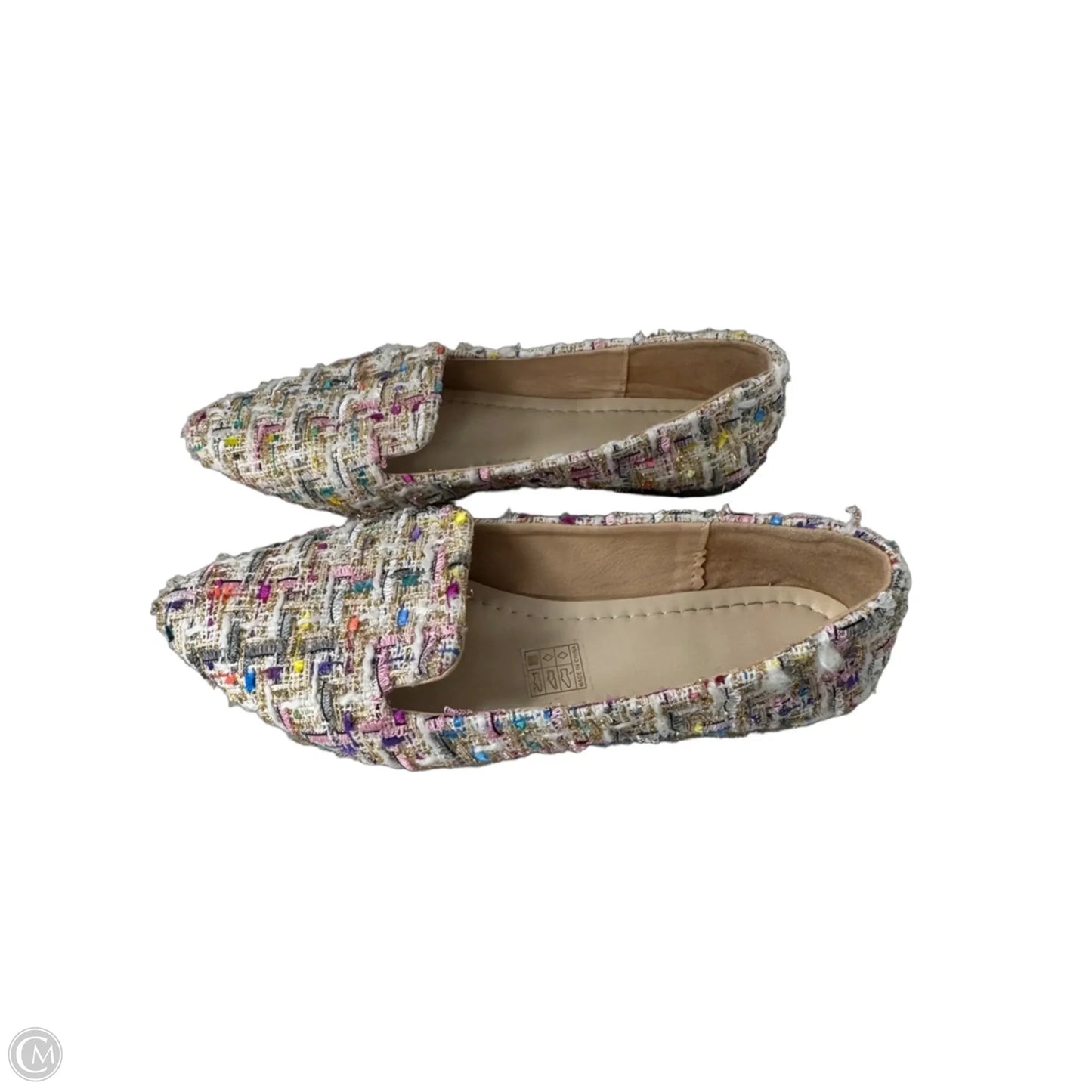 Shoes Flats By Clothes Mentor In Cream & Pink, Size: 7.5