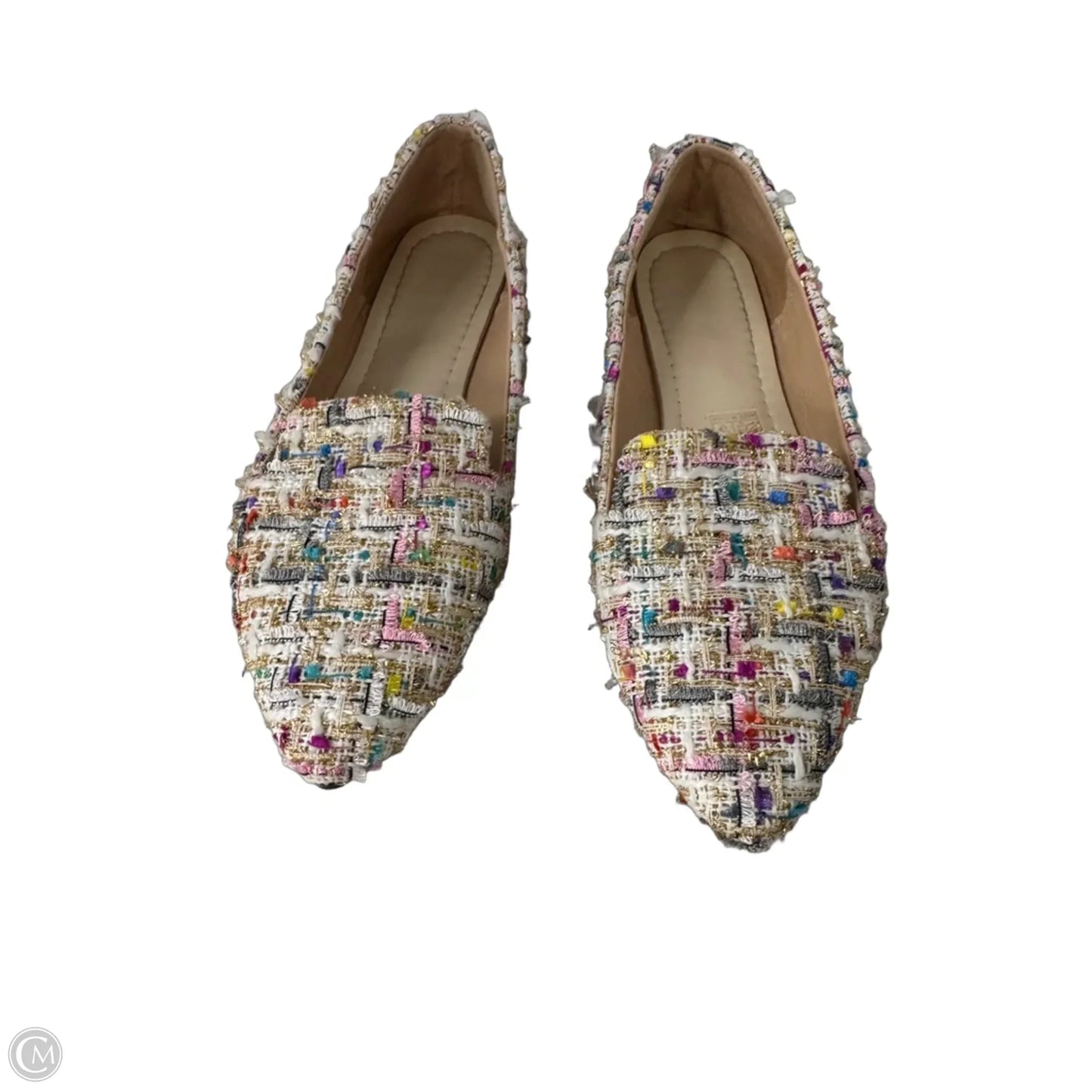 Shoes Flats By Clothes Mentor In Cream & Pink, Size: 7.5