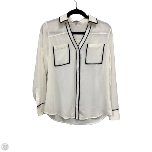 Blouse Long Sleeve By Express In Black & Cream, Size: M