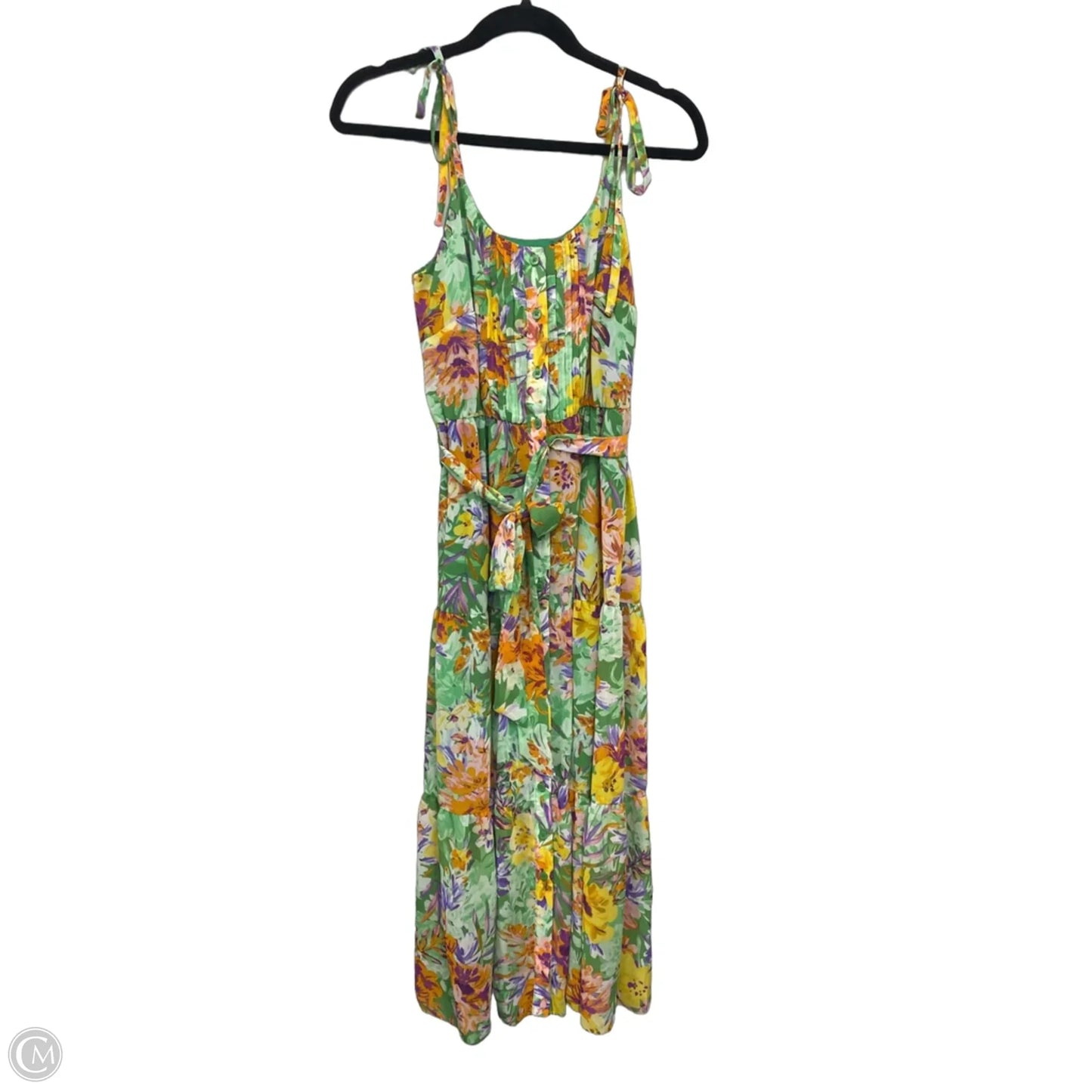 Dress Casual Midi By Donna Morgan In Green & Yellow, Size: 6p