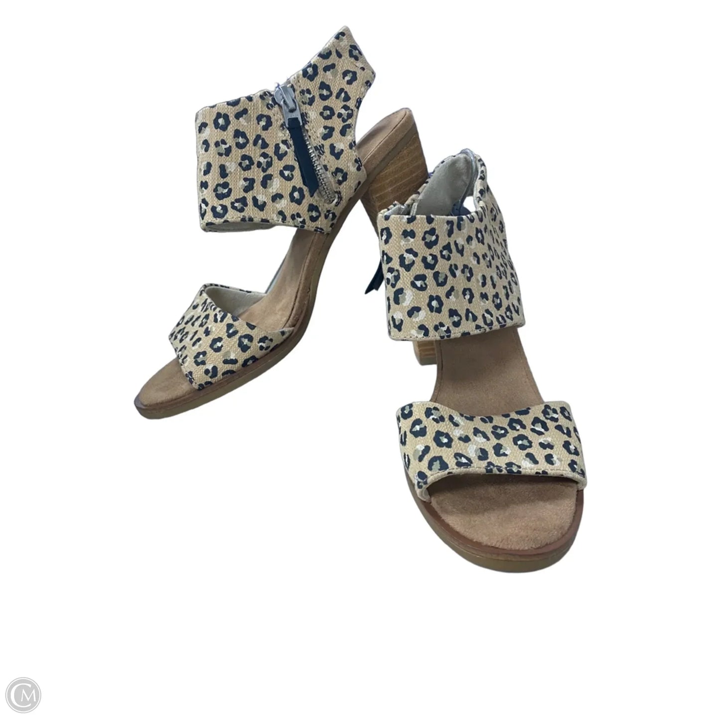 Sandals Heels Block By Toms In Black & Tan, Size: 6.5