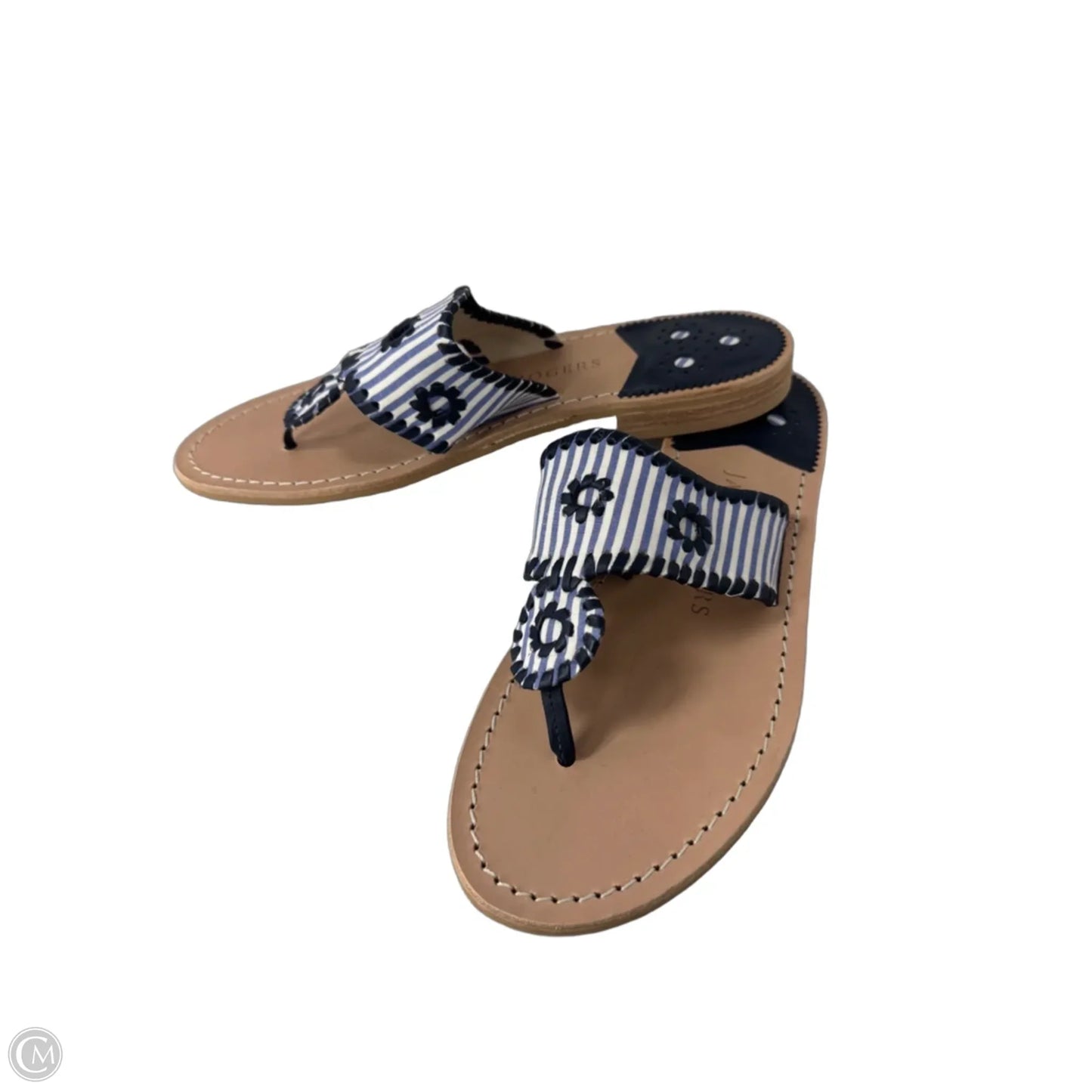 Sandals Flats By Jack Rogers In Blue & White, Size: 9