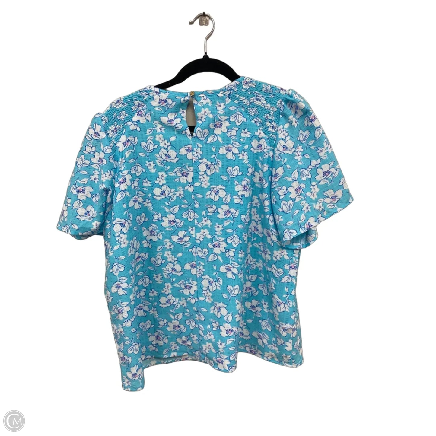 Top Short Sleeve By Draper James In Blue & White, Size: Xl