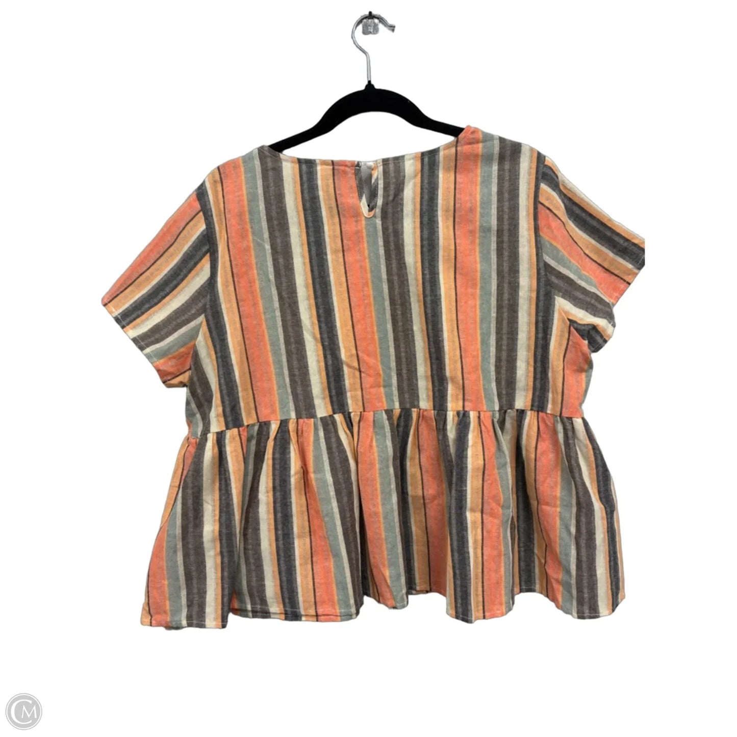 Top Short Sleeve By Shein In Orange & Tan, Size: Xl