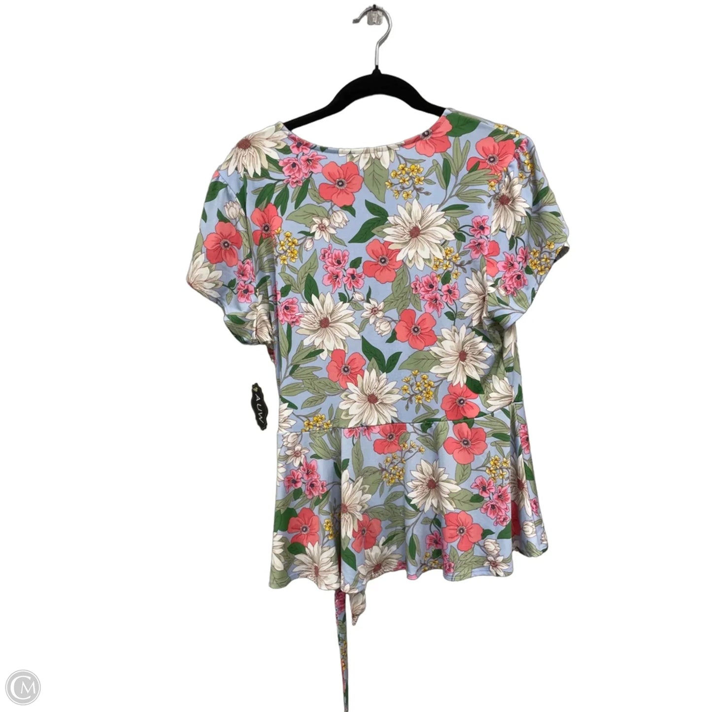 Top Short Sleeve By Auw In Blue & Pink, Size: L
