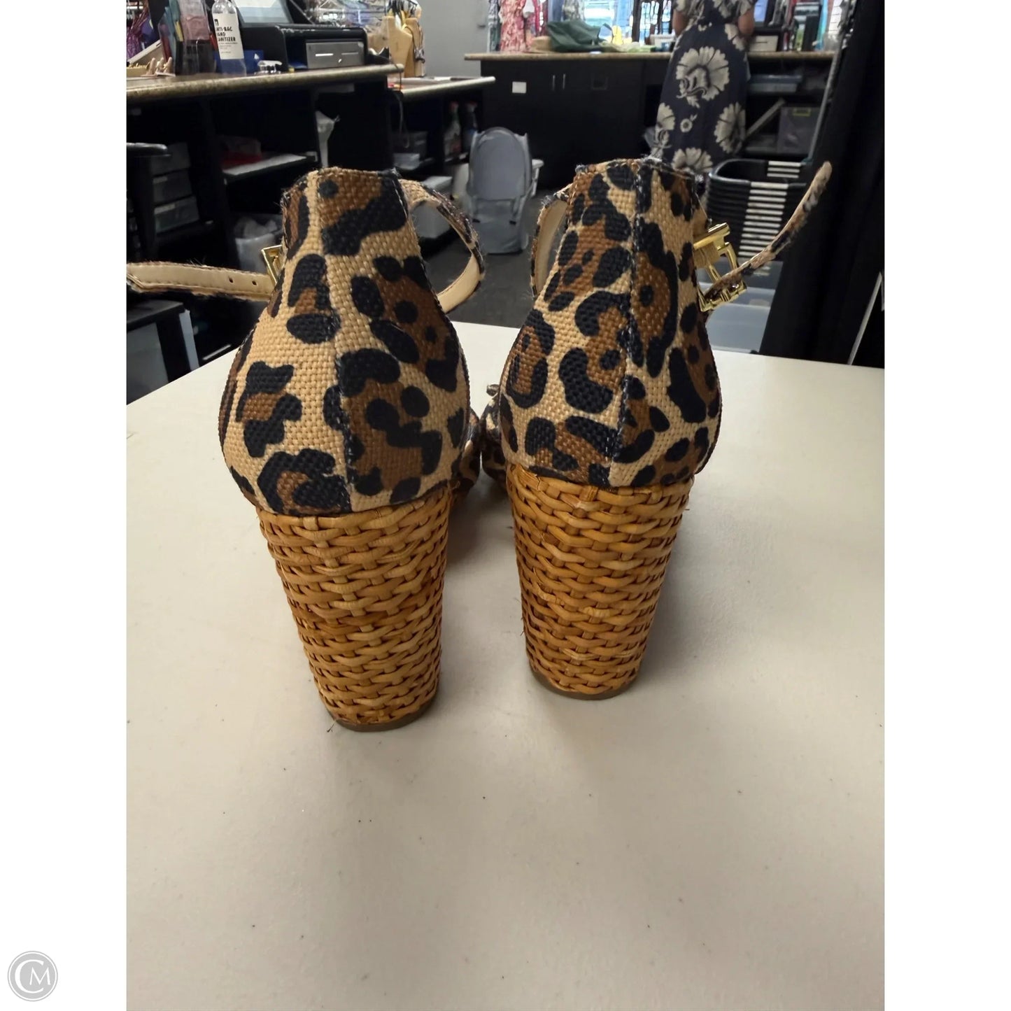 Shoes Heels Wedge By Jessica Simpson In Black & Cream, Size: 9.5