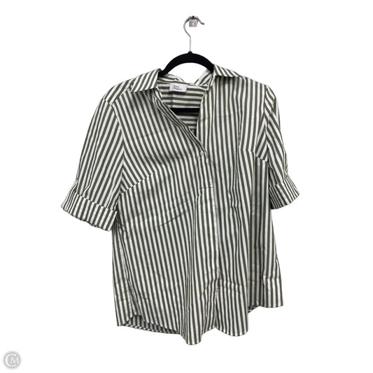 Top Short Sleeve By Kim Rogers In Green & White, Size: S