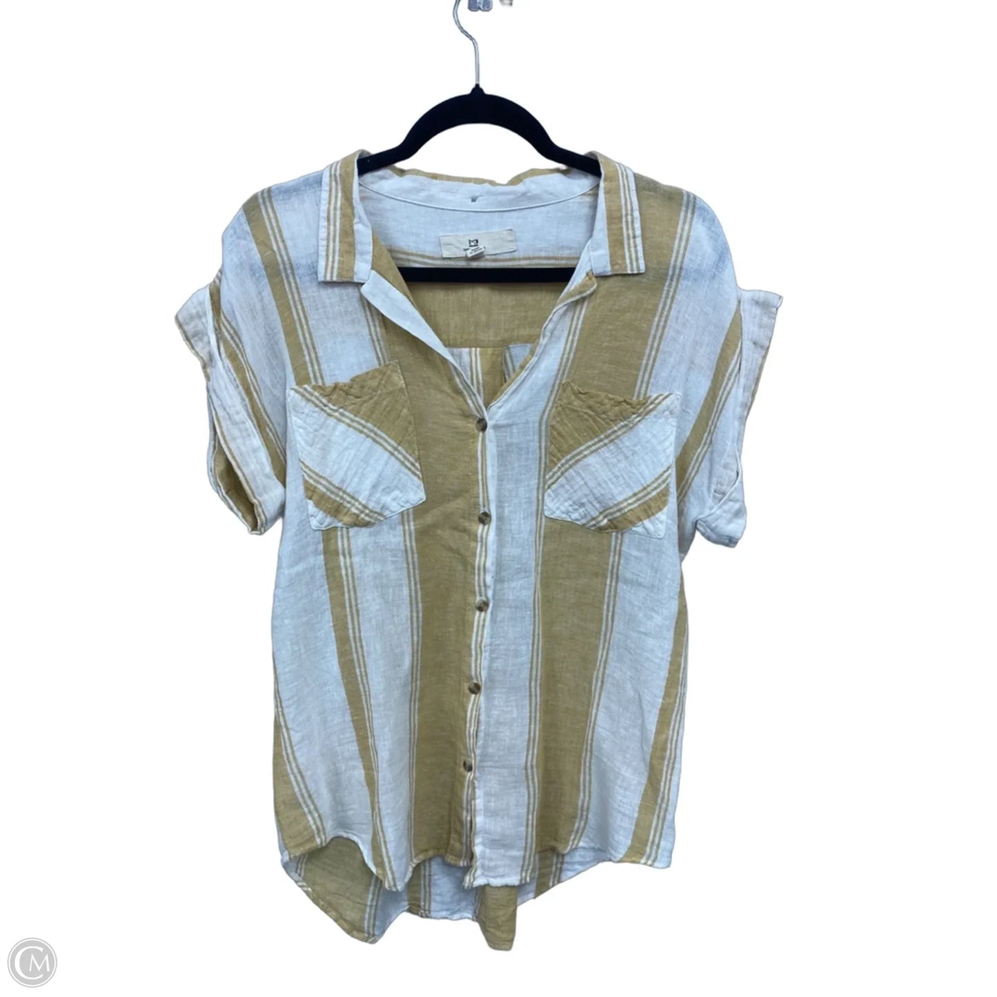 Top Short Sleeve By Thread And Supply In Gold & White, Size: S