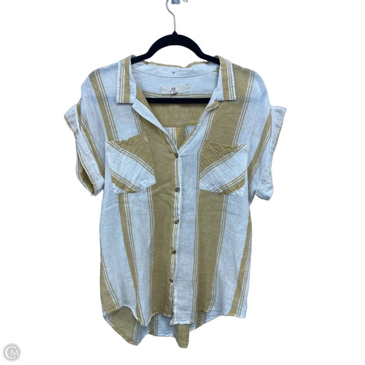 Top Short Sleeve By Thread And Supply In Gold & White, Size: S