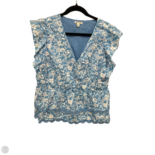 Top Short Sleeve By Versona In Blue & White, Size: Xxl