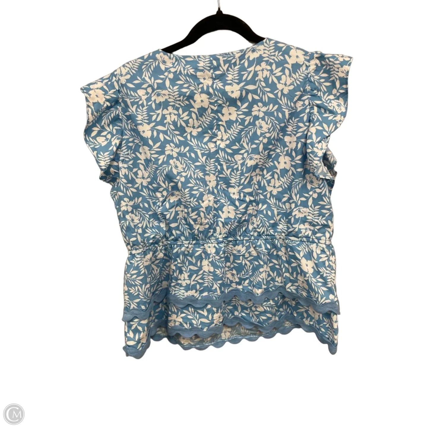 Top Short Sleeve By Versona In Blue & White, Size: Xxl