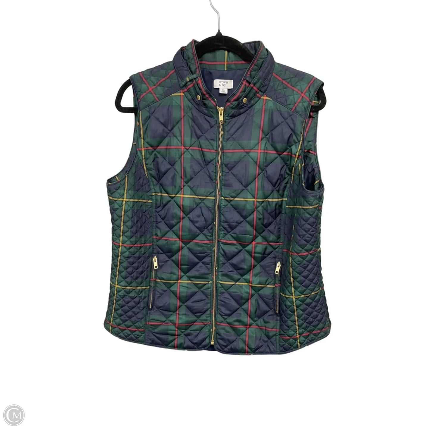 Vest Puffer & Quilted By Crown And Ivy In Green & Red, Size: Xl