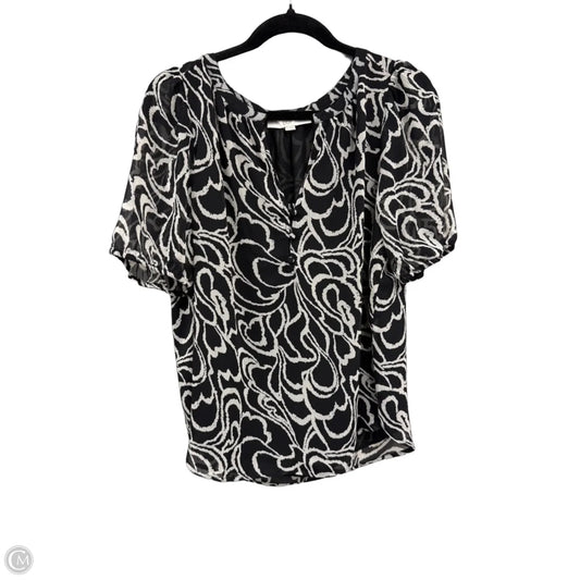 Top Short Sleeve By Loft In Black & Cream, Size: M
