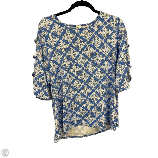 Top 3/4 Sleeve By Lulu B In Blue & White, Size: M