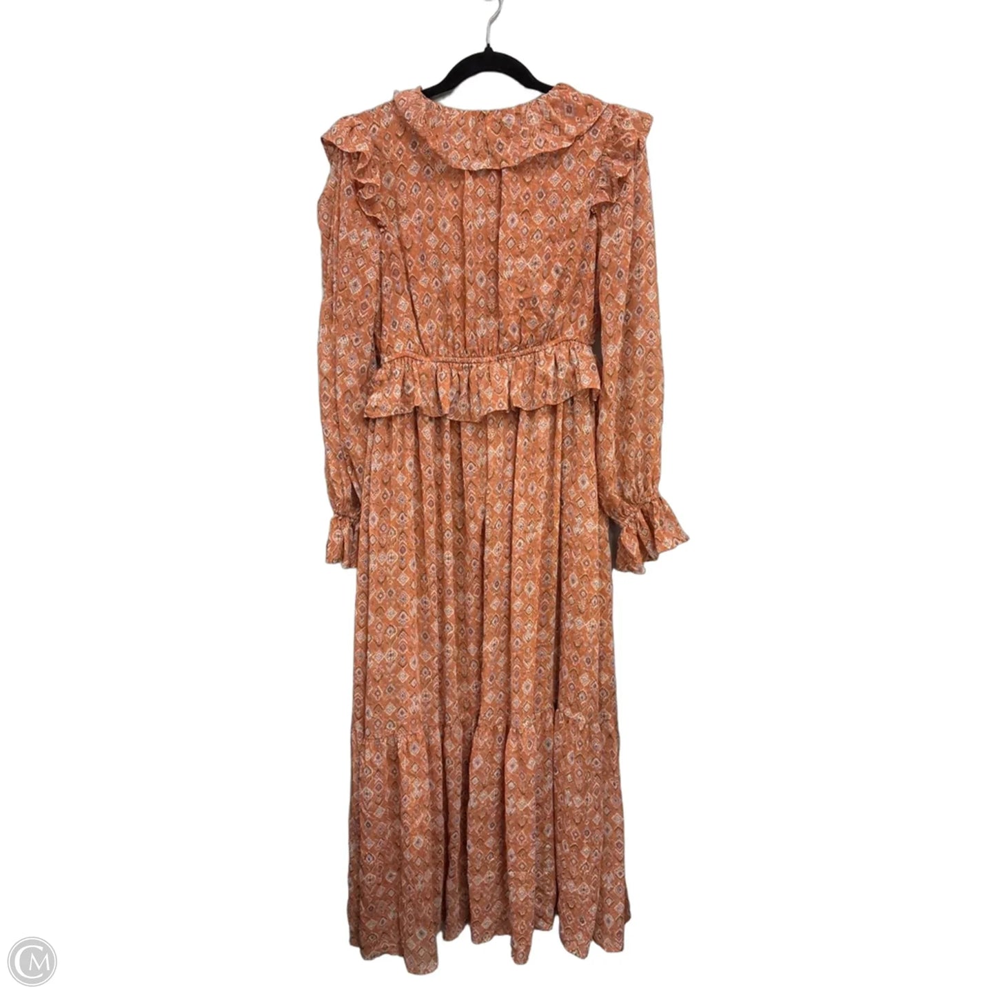 Dress Casual Midi By Sandra Darren In Orange & White, Size: 10
