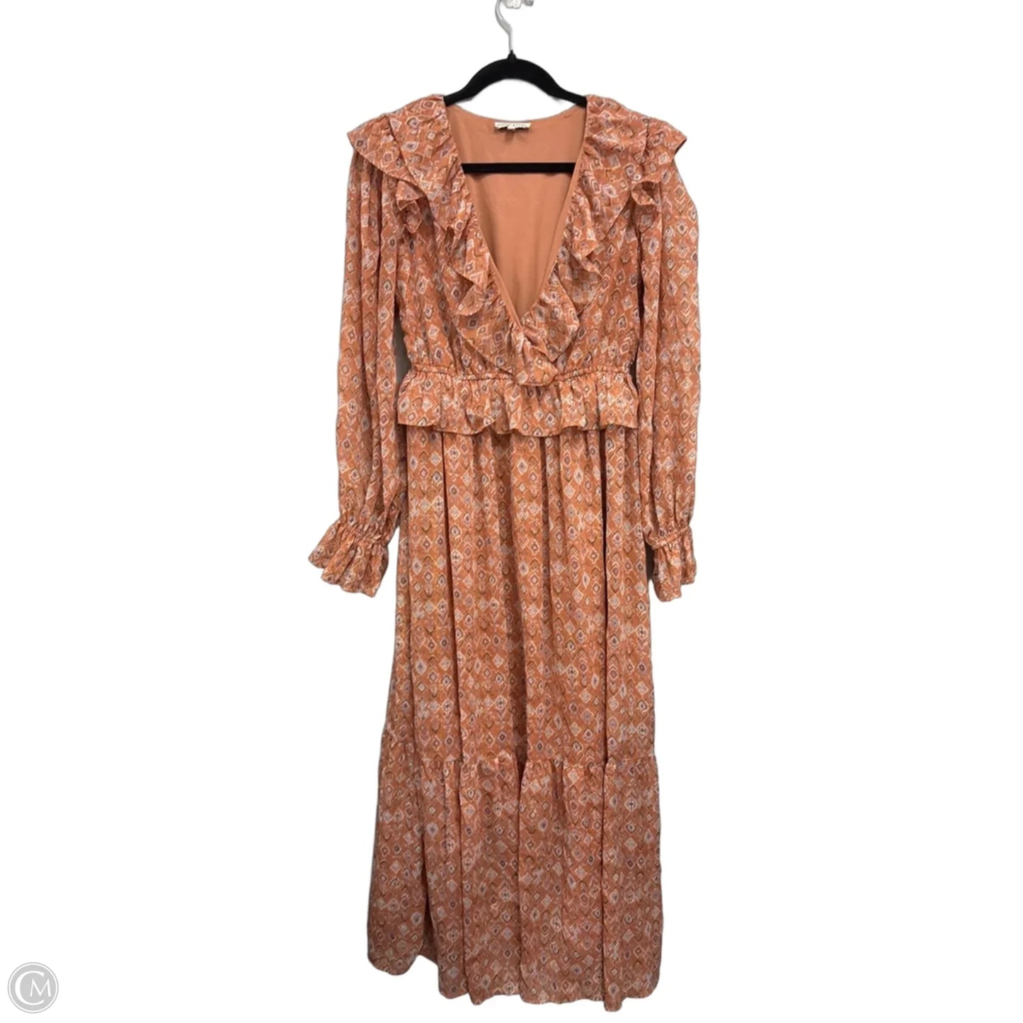 Dress Casual Midi By Sandra Darren In Orange & White, Size: 10