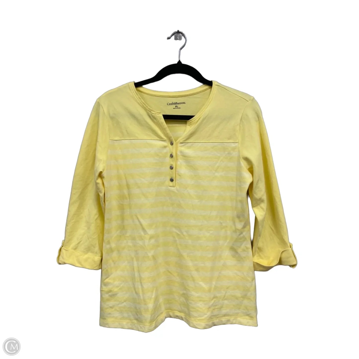 Top 3/4 Sleeve By Croft And Barrow In Yellow, Size: S