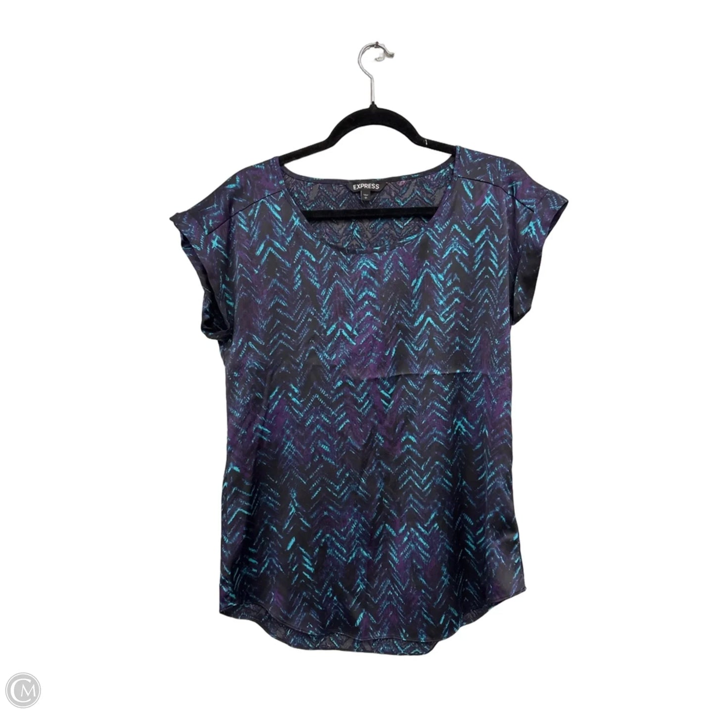 Top Short Sleeve By Express In Blue & Purple, Size: S